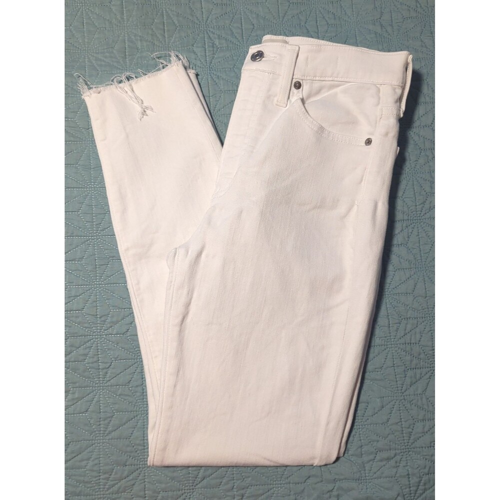 J. Crew 10" High Rise Toothpick Jeans White Sz 27 Preppy Stretch Ankle Length - Picture 1 of 12
